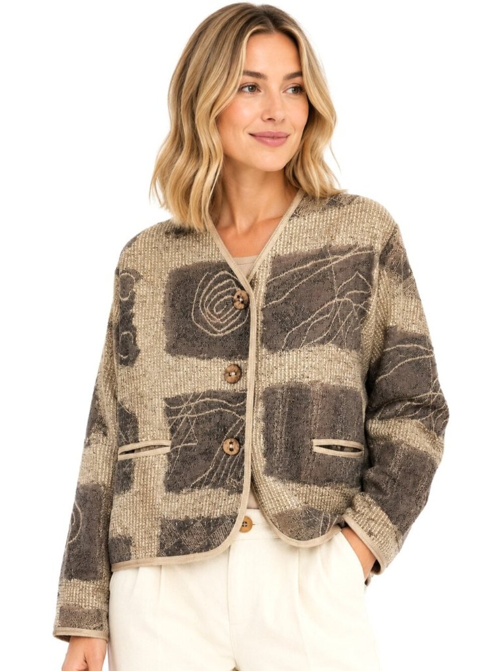 Beluva Boho Print Textured 100% Cotton Jacket